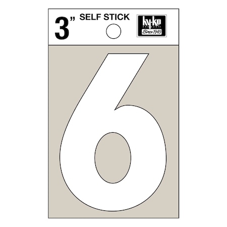 Hy-Ko 3In White Vinyl Number 6, 10PK A30506
